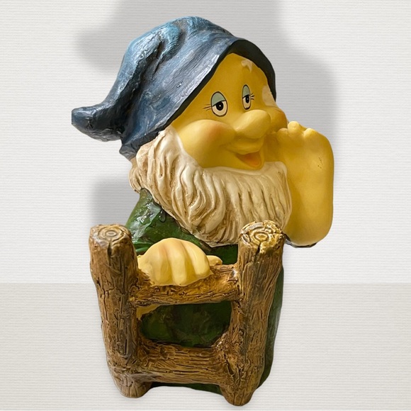 Vtg Dwarf with Ladder and Blue Hat Garden Gnome Statue Lawn Ornament Patio Décor - Picture 12 of 13